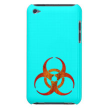 Rostigt rött & orange Biohazardsymbol på Aquablått iPod Case-Mate Fodral
