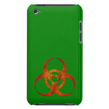 Rostigt rött & orange Biohazardsymbol på grönt iPod Touch Överdrag