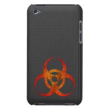 Rostigt rött & orange Biohazardsymbol på mörka grå iPod Touch Case