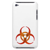 Rostigt rött & orange Biohazardsymbol på vit Barely There iPod Fodral
