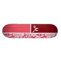 Rött damastast mönster skateboard deck