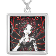 Rött felikt halsband "för Sasha" Goth valentinCout