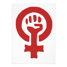 Rött feminismsymbol anpassade inbjudan