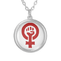 Rött feminismsymbol halsband