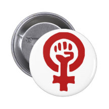 Rött feminismsymbol nål