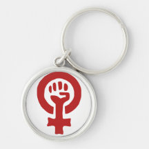 Rött feminismsymbol nyckelring
