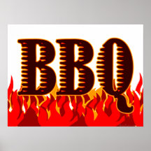 Rött flammar BBQ-konsttrycket Affischer