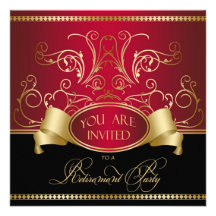 Rött guld Bl för elegant pensionpartyinbjudan