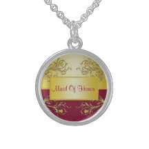 Rött & guld- bröllop för blommarVinesMonogram Sterling Silver Halsband