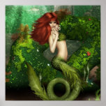 Rött Haired Mermaidtryck Affisch