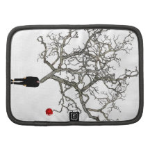 Rött ljust äppleträd och abstrakt mansilhouette organizers