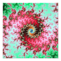 Rött på spiral för gröntdubblaFractal Fototryck