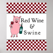 Rött vin & Swine Affischer