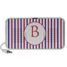 Rött, vit och blåttrandar med monogramen notebook högtalarsystem