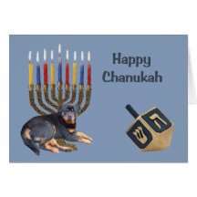 Rottweiler Chanukah kortmenora Dreidel