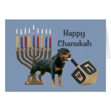 Rottweiler Chanukah kortmenora Dreidel