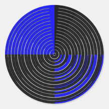 RoyalBlue n silver görar strimmig Runda Klistermärken