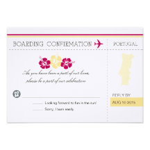 RSVP Boarding Pass TO Portugal Custom Invitations