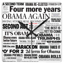 Rubriker för Obama segeromval 2012 tar tid på Vägg Klockor
