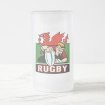 Rugbyspelare som görar poäng den försökwales flagg kaffe muggar