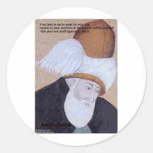 Rumi "hinder av kärlek" citationstecken på gåvauts rund klistermärke