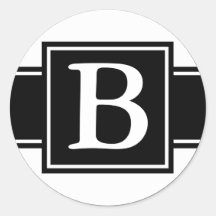 Rundakuvertsälar med monogramen - svart & vit klistermärke