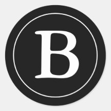 Rundakuvertsälar med monogramen - svart & vit klistermärken