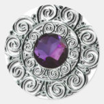 Rundasilver och Amethyst tryckklistermärke