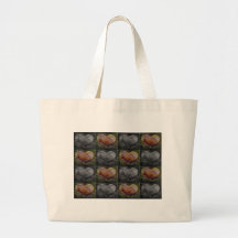 Rutig hjärta avbildar i persika och grå färg tote bags