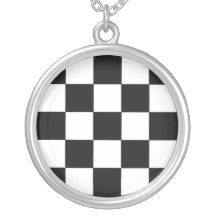 Rutigt tävlings- mästarehalsband för flagga B/W