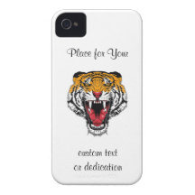 Ryta vild tiger för kallt tecknadtatueringsymbol iPhone 4 Case-Mate cases