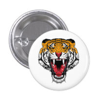 Ryta vild tiger för kallt tecknadtatueringsymbol knapp