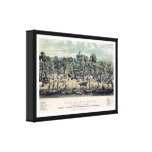 Sacramento Kalifornien 1850 panorama- karta Sträckt Kanvastryck