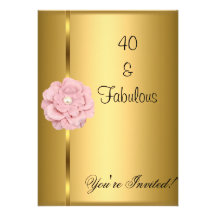 Sagolik 40th blomma för rosor för födelsedagguldpä unika inbjudningar
