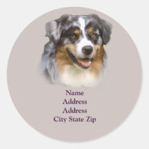 Sagolik adressetikett för australian shepherd klistermärken