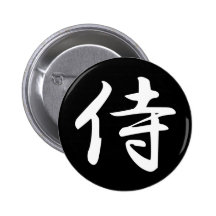 Samurai i japansk Kanji Knapp Med Nål