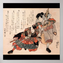 Samurai japanskt måla C. 1800's Affisch