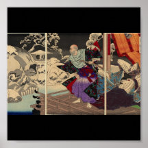 Samurai och döskallar i snön, Circa 1882 Affisch