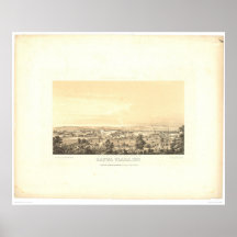 Santa Clara panorama- karta 1856 (1585A) för CA. Posters