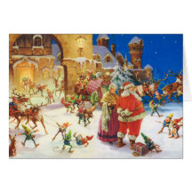 SANTA & FRU CLAUS PÅ NORDPOLENEN HÄLSNINGSKORT