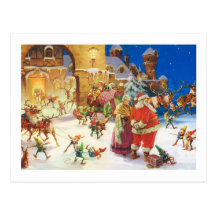 SANTA & FRU CLAUS PÅ NORDPOLENEN VYKORT