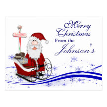 Santa & hans kort för Sleighjulhälsning Vykort