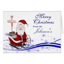 Santa & hans Sleighjul Hälsnings Kort