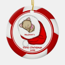 Santa kattungebaby första prydnad för jul jul dekorationer