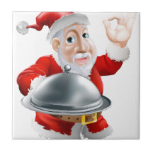Santa med mat kakelplatta av kerami