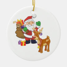 Santa och ren julgranskula