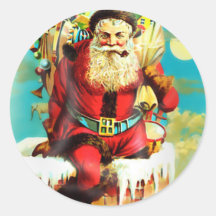 SANTA PÅ LAMPGLASET RUNDA KLISTERMÄRKEN