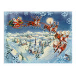 SANTA, SLEIGH & REN av SHARON SHARPE Vykort