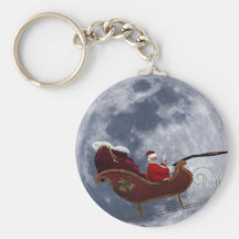 Santas Sleighflyg vid månen Nyckel Ringar