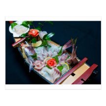 Sashimi i Japan, japansk cuisine Vykort